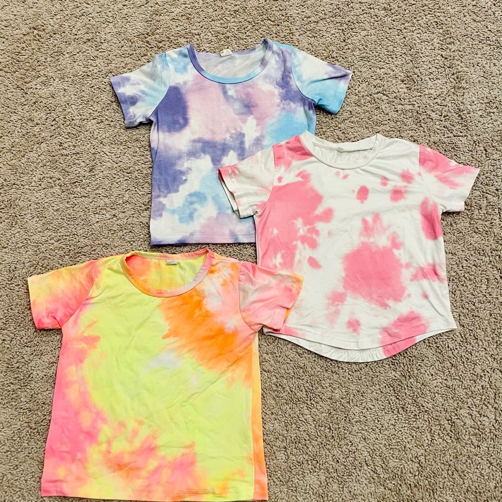 3 Pack of Girls Tie Dye Shirts, Size 4T